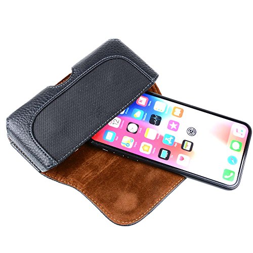 Semoss Cover per Cellulari Universali da Pelle per iPhone X / iPhone 10 Custodia da Cintura Wallet Portafoglio Cuoio Flip Case Cover Sport con Clip e Chiusura Magnetica Nero 15 X 8 cm