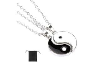COYUN 2 Stück Yin Yang Paar Halskette Taichi BFF Kette FreundschCOtsketten Partner Schmuck ketten für beste Freunde,Liebhaber und Couple Geschenke(Silber)