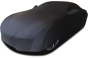 ‎TECTICO TECTICO Indoor Autoplane Elastisch Atmungsaktiv Staubschutz Weich Stretch Stoff Universal Autoabdeckung für Innen Garage Auto Show, Schwarz