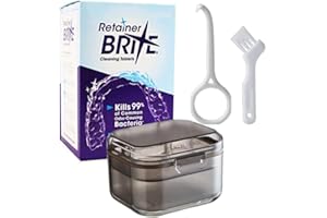 DARQUE Dental Retainer Cleaning Kit with Case and Retainer Brite(96 Tablets) for Plaque, Tartar, Mouth Guard, Dentures Silicone Material Portable Orthodontic for Travel Retainer Cleaning (Black)