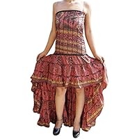 Boho Chic Designs Womens Viola Hi Low Dress Silk Recycled Strapless Swirling Summer Party Dresses Medium/Large