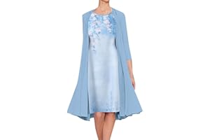 AMDOLE Casual Tunic Dress Women's Chiffon Stitching Long Sleeves in The Long Two Piece Dress Set Dress Mother of The Bride