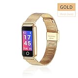 XIAYU Fitness Tracker, Farbbildschirm intelligentes Armband, wasserdicht IP68-Herzfrequenz-Blutsauerstoff-Sauerstoff-Sauerstoff-Sauerstoff-Sorte wasserdicht Lange Standby-WeChat-Sportarten,Gold