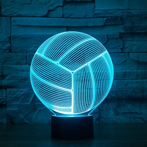 Preisvergleich Produktbild Illusion Stimmungslicht Nachttischlampe,Volleyballfür Kinder Nachttischlampe Berührungsschalter 7 Farbwechsel Weihnachtsgeschenk Visuelles Stereo 3D Des Studenten 3D Des Sportballs