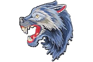 PATCH CAMELEON-SHOP Grand Écusson Loup Wolf Patch Biker Motard Thermocollant 22x20cm Cameleon-Shop