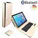 Produktbild NEW | Bluetooth QWERTZ Tastatur für Samsung Galaxy Tab A SM-T585NZWEDBT Schutz Hülle Etui mit Standfunktion - 10.1 Zoll Beige Bluetooth
