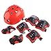 Produktbild Fahrradhelm Kinder, YAKOK 7Stück Kinder Helm Set mit Schutzausrüstung (Knieschoner, Ellenbogenschoner, Handgelenkschoner) für Mädchen Jungen 3-10 jahre für Fahrrad Skateboard Scooter Reiten Skater size 55-59cm (Rot)