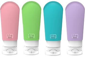 IraXpro Reiseflaschen zum BefüLlen,Silikon Reiseflaschen 90ml,BPA-frei,4 Stück Reiseflaschen Set mit Eva-ReißVerschlusstasche,TSA Approved Leak Proof Reiseflaschenset für Shampoo,Lotion,Duschgel