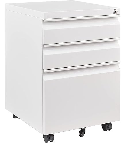 Aktenschrank, Rollcontainer mit 3 Schubladen, Büroschrank unter Schreibtisch, Schubladenschrank