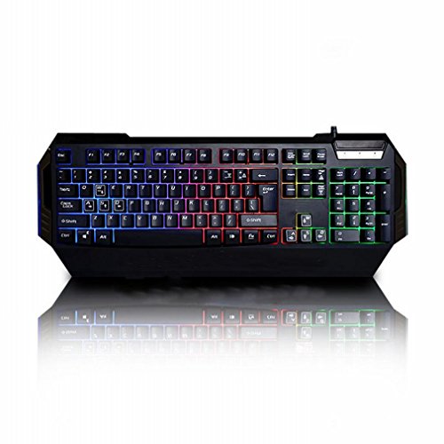 S keyboard Mechanical Shaft Cable Keyboard Rainbow Light Backlit Computer Keyboard Desktop USB Internet Cafes,D