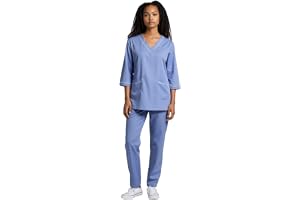 DEEs fashion Professional Scrub Medical Uniform with Piping, Housemaid uniform 3/4 Sleeve Top and Pants Set[bs40]