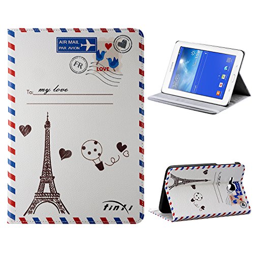 tinxi® Kunstleder Tasche für Samsung Tab 3 7.0 Lite T110 T111 T113 T116 7 Zoll (17,78 cm) Tasche Leder PC Tablet Schutzhülle Hülle Etui Flipcase Cover Case mit Standfunktion Gummibänder Briefumschlag (NICHT FÜR Tab 3 7.0 T210 T211 geeignet)
