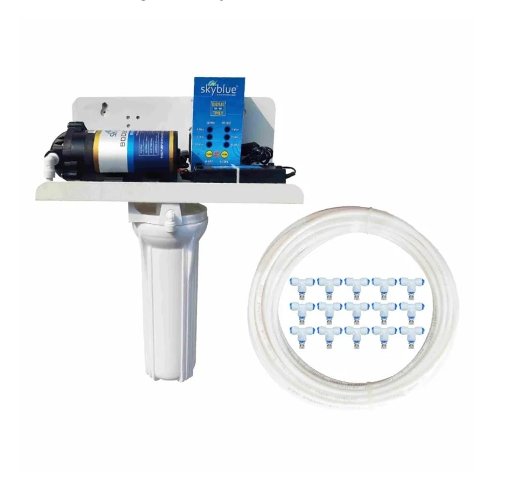 UNYQ Fogger Kit for Dairy farm, Restaurant and Marriage Place of 15 Brass Nozzles with Timer and Other Accessories