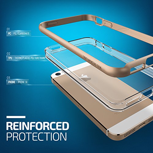 Funda iPhone 5S 5 SE VRS Design - Carcasa Transparente  Oro  Flexible TPU Protecci  n de Grado Militar Carcasa Choque Absorci  n  Crystal Bumper  para Apple iPhone 5S 5 SE 2016
