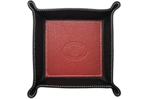 FrasiBags Svuotatasche Organizer Scrivania in Vera Pelle Made in Italy, Svuota Tasche Vassoio Porta Oggetti in Pelle Quadrato (Rosso)