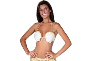FIESTAS GUIRCA | White Seashell Bra (One Size) - Mermaid Top for Summer Parties and Graduations - Fancy Dress Accessory for Hawaiian and Themed Celebrations - Adult Women - White
