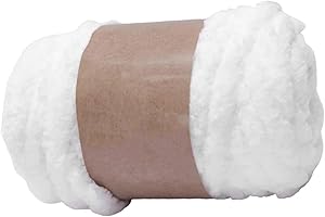 EASNEA Gomitolo di filato grosso di ciniglia, 250 g, per coperte, coperte, coperte, cuscini, colore bianco