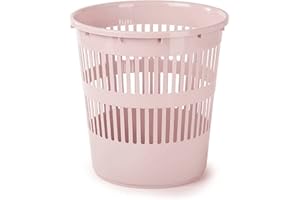 CABLEPELADO - Papelera rejilla plastico 12 Litros - paper bin - cubo reciclar - cesto basura - contenedor - organización - limpieza- oficina (Rosa pastel)
