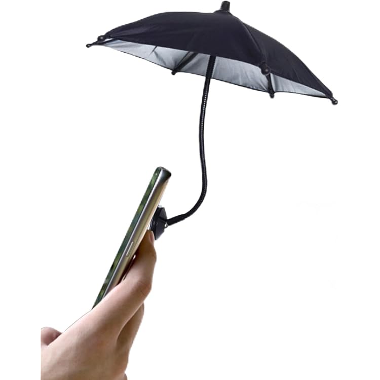Lot De 2 Mini Parapluies Pour Téléphone Portable - Avec Support Ventouse Et Clip | Protection Solaire Et Pluie | Pour Plage, Jardin, Extérieur