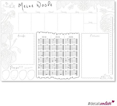 '"My Week" Desk Mat with Calendar Desk Pad Office Desk Pad, Memo Area, Call History, Notes, DIN A2