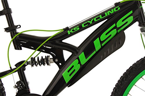 KS Cycling Kinder Jugendfahrrad Mountainbike Fully Bliss RH 38 cm Fahrrad, Schwarz-Grün, 24 - 5