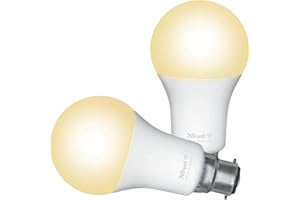 Trust B22 Ampoule Connectée, Compatible avec Alexa et Google Home, Ampoule Dimmable, Sans Hub, 2.4GHz Lampe LED WiFi, Lumière Blanche Chaude à Froide – Lot de 2