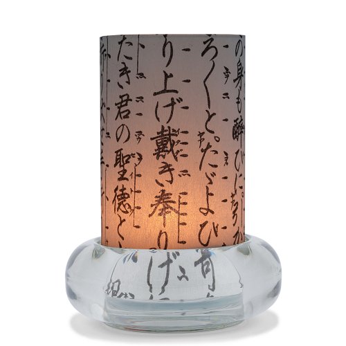 Windlicht KIKUJIDO aus Glas und Japanpapier Größe: Ø Glassitz 9cm, Ø Windlicht 6cm, Höhe 12 cm