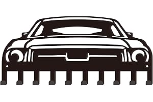 SUPERDANT Soporte para Llaves con Diseño de Coche,Ganchos para Llaves Montados En la Pared,con 10 gancho,Organizador de Llaves de Metal Negro,Colgador para Entrada,Puerta Delantera