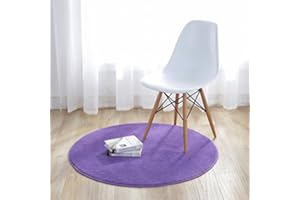 Fouriding Round Circular Area Rugs Solid Carpets Home Cozy Mat Bedroom Luxurious Floor Pads for Living Room (Purple, Diameter:2.6ft)