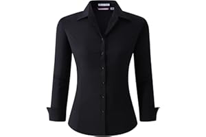 Alex Vando Bluse Damen Langarm Hemd Damen Stretch – Business Button Down Shirts, Bügelfrei Arbeitshemd Oberteile Tops Work