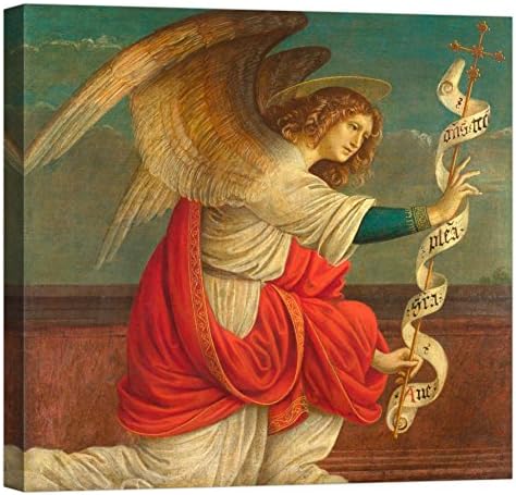 LuxHomeDecor Framework Print on Canvas with Wooden Frame Gaudenzio Ferrari The Annunciation, The Angel Gabriel 30 x 30 cm