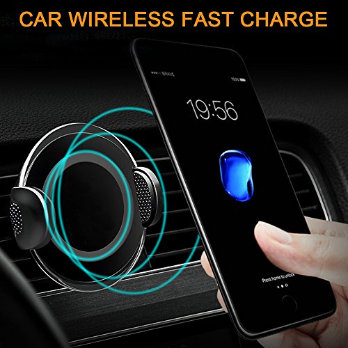 Caricatore Wireless Auto, innislink Caricabatteria Wireless da Auto Caricatore Senza Fili Veloce Air Vent Supporto a Ventosa per iPhone X/8/8Plus Samsung Note 8/S8 Huawei e Altri Dispositivi Qi - Nero