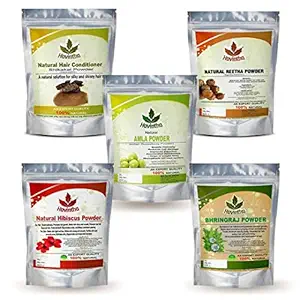 Havintha Amla, Reetha, Shikakai, Bhringraj and Hibiscus powder for Hair care- Each 100 gm (Combo Pack of 5)