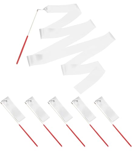 Lot De 6 Rubans De Danse Gymnastique - 2 M De Long, Manche Antidérapant 30 Cm, Pour Spectacles, Fêtes, école (blanc)