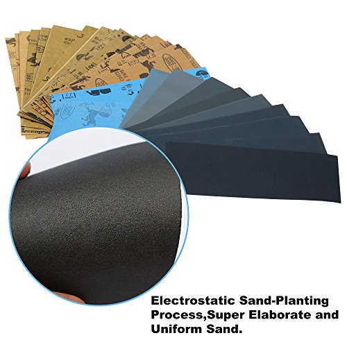 [ 36 Stück 400-3000 ] GIMARS Schleifpapier Sortiment Trocken / Nass Sandpapier, 9 x 3,6 Zoll, Körnung 400-3000, für Automobil Schleifen, Holzmöbellackierung, Veredelung, Holzverarbeitung - 5