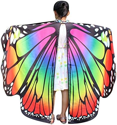 TUDUZ Women Soft Fabric Peacock/bat/butterfly Wings Shawl Fairy Ladies Nymph Pixie Costume Accessory for Girls Shawl St.Patricks Day Party Cosplay Costume (Multicolor 9342, 136*108CM)