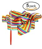 BingHang 5 pack Colorful Gym Rainbow Ribbons Dance Ribbons Streamers Dancing Streamers Rhythmic Gymnastic Ribbon Wands Rods for Children Wands Rods