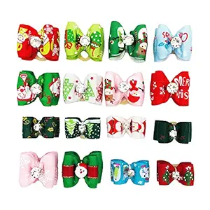 PET SHOW Pack of 100 Small Dog Hair Bows Christmas Pet Costume with Rubber Bands Xmas Cat Puppy Grooming Hair Accessories Color Assorted