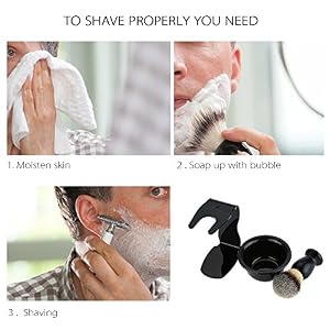 3 In 1 Shaving Brush Kit- Shaving Frame Base & Shaving Soap Bowl & Bristle Hair Shaving Brush, Men's Shaving Set Shaving… - Image 4