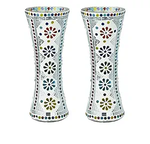 Attractive & Decorative Disigner Colorful Glass Flower Pot Vase ( Hand Decorate) HS4