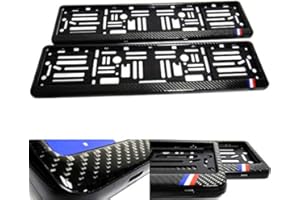 RZG 2x Black Genuine Carbon Fibre Fiber Euro UK Car Licence Registration Number Plate Holder Surround Frame DS France