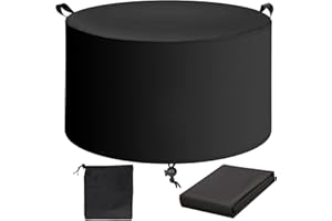 MEEYI Rund Gartenmöbel Abdeckung 120x75cm runde Sitzgarnituren Rund Gartenmöbel Abdeckung mit Seitlicher Spanngurt Wasserdicht Winddicht UV-Beständiges 420D Oxford mit Zugkordel Aufbewahrungstasche