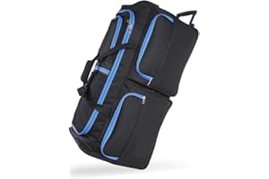 DK Luggage Travel Bag Wheeled Holdall XXL 40" Suitcase 3 Wheel with Blue Trimming Black