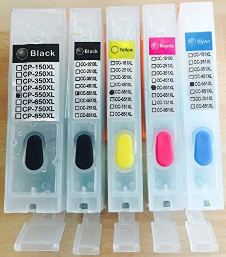 5 Refillable Ink Cartridges Compatible With PGI-550 CLI-551 Canon Pixma iP7250 MG5450 MG6650 MX925
