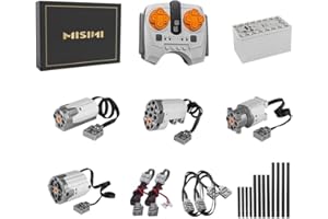 MISINI Technology Power Functions Kit de 22 pièces avec moteur servo 1XL/1L/1M/1 (RC & APP, avec essieu transversal), câble d'extension de lumière, compatible avec Lego