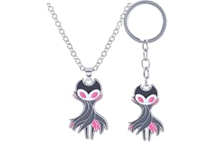 JUSONGKWCP Troupe Master Grimm Collier Porte-clés 2 Pièces, Jeux Hollow Knights Figurine Grimm Keychain Pendentif Set, Bijoux En Métal Pour Les Fans