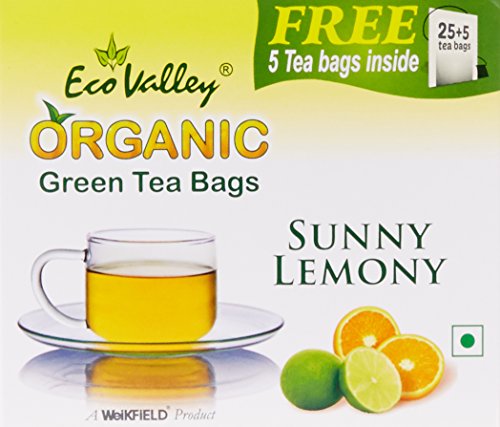 Eco Valley Organic Green Tea, Sunny Lemony, 25 Tea Bags (FREE 5 Tea Bags Inside) RS.120 (23.00% Off) - Amazon
