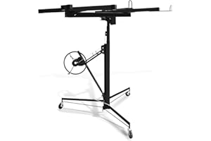 Hebitod Elevador de placas XXL, elevador de placas plegable, montaje en seco, altura regulable 140-350 cm, altura de trabajo, brazos de carga de hasta 290 cm, capacidad de carga de hasta 68 kg, juego