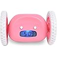 Running Away Alarm Clock with LED Light, Wireless Charger, & Fan – Digital Alarm Clock for Heavy Sleepers, Kids & Office Desk