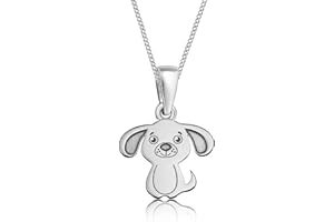 GOLDENE HUFEISEN Pendentif chien avec chaîne de 38 cm en argent 925 pour fille et enfant